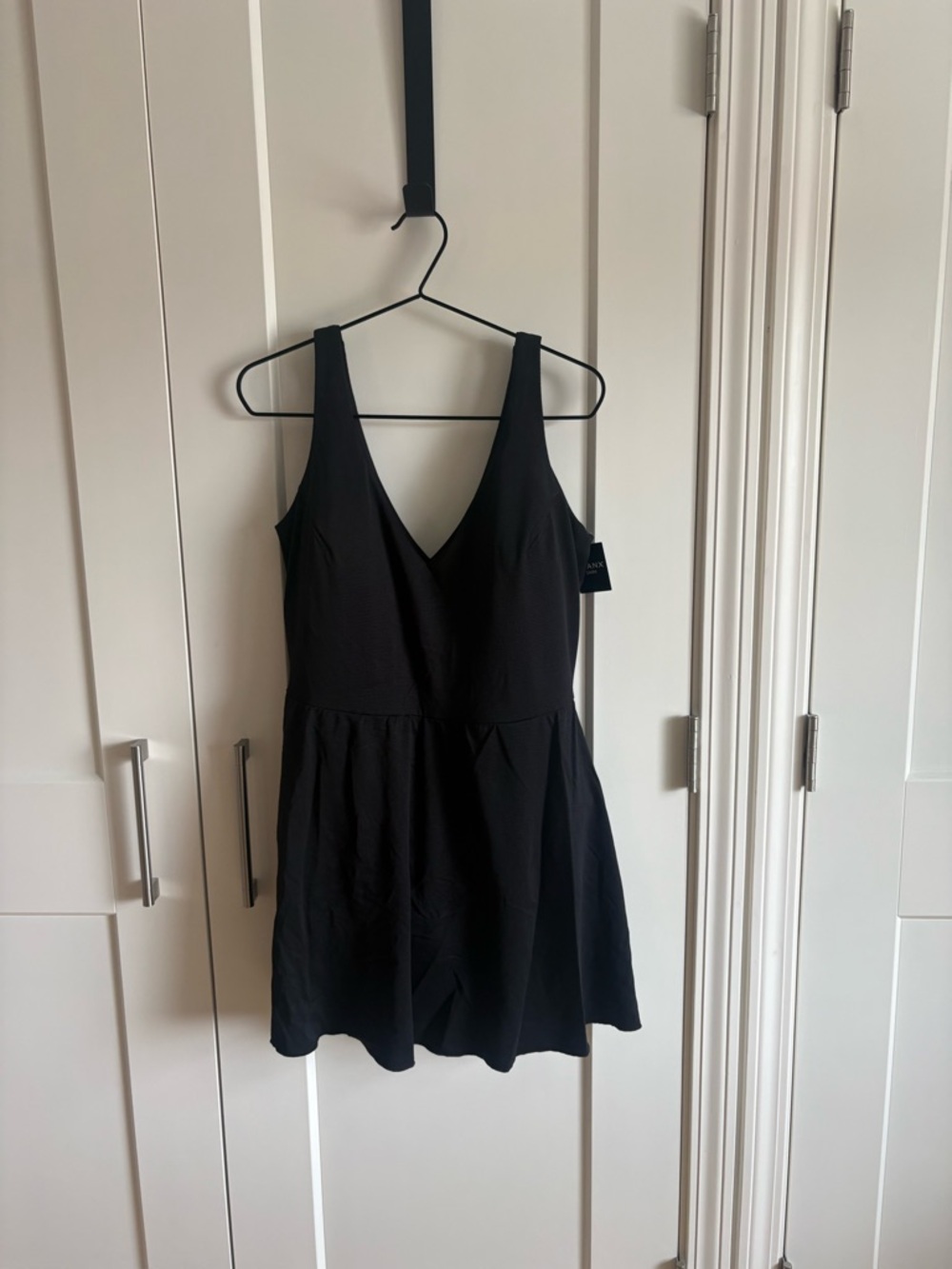 SPANX Black V-Neck One-Piece Swimdress with Flared Skirt